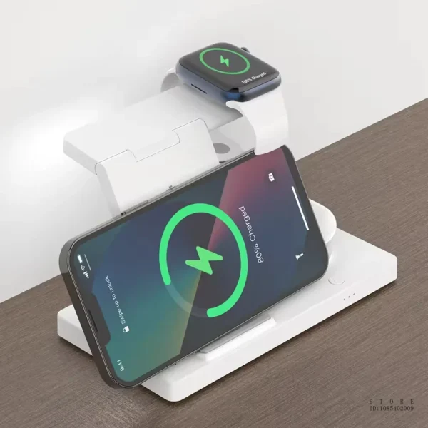 Fast Wireless Charger 3 in 1 Foldable Charging Station for IPhone 16 15 14 13 12 11 IWatch 9 8 7 6 5 Airpods Pro/3 for Samsung