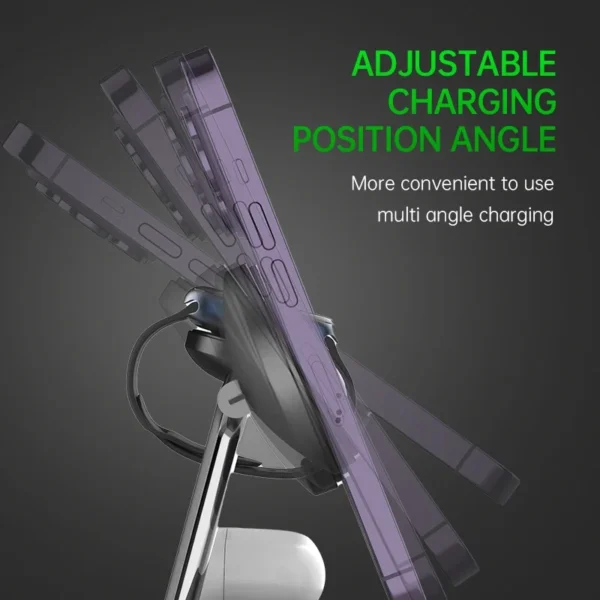 3 in 1 Wireless Charging Station Magnetic Charger for IPhone 16 15 14 13 12 Series,Apple Watch Airpods with Dimmable Night Light