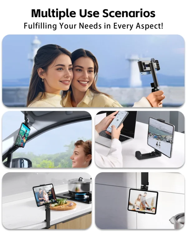 Eary Airplane Travel Essentials Phone Holder Universal Handsfree Phone Mount Stand for Flying Desk with 360°Rotation Pocket Size