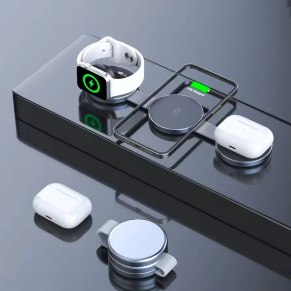 Travel Charger Foldable 3-in-1 Magnetic Wireless Charging for IPhone 16 15 14 13 12 Pro Max,for Apple Watch and AirPods
