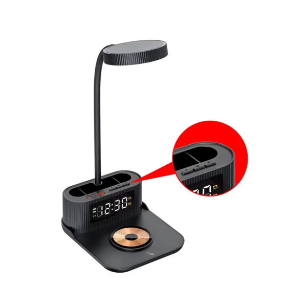 Multi-Function Wireless Charger with Clock Bedside Lamp Wireless Charging Pad with Alarm Clock & Pen Holder Desk Lamp