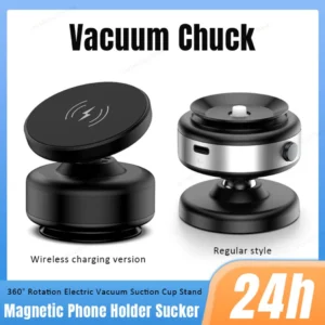 Car Electric Vacuum Suction Cup & Magnetic Wireless Charger Phone Holder 360° Rotation For Magsafe iPhone 16 15 14 13 12 Pro Max